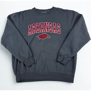 Arkansas Razorbacks Sweatshirt Stadium‎ Athletics Gray Red Logo NCAA Mens M
